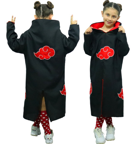 Capa Manto Akatsuki Infantil Itachi Cosplay Nuvem Vermelha